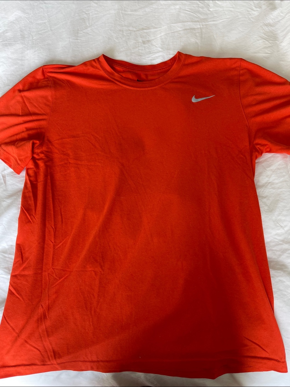 Nike Short Sleeve Crew Shirt in Bright Orange with Swoosh